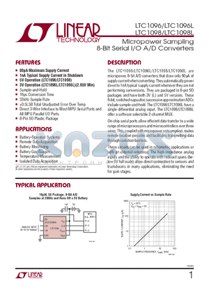 LTC1096ACN8-PBF datasheet - Micropower Sampling 8-Bit Serial I/O A/D Converters