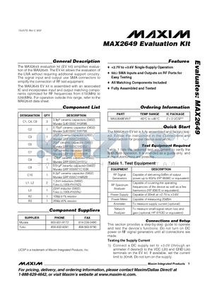 MAX2649EVKIT datasheet - Evaluation Kit