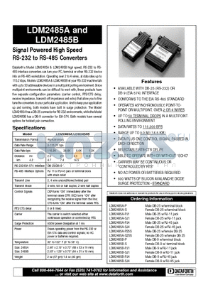 LDM2485A-SJ1 datasheet - Signal Powered High Speed RS-232 to RS-485 Converters