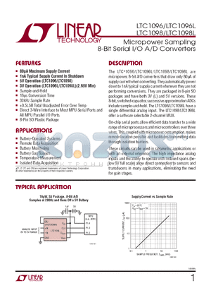 LTC1096CS8-TRPBF datasheet - Micropower Sampling 8-Bit Serial I/O A/D Converters