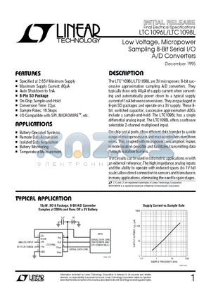 LTC1096LAC datasheet - Low Voltage, Micropower Sampling 8-Bit Serial I/O A/D Converters