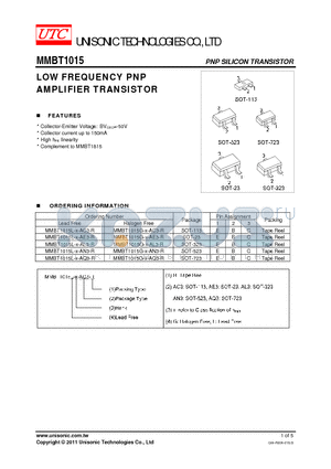 MMBT1015L-X-AC3-R datasheet - LOW FREQUENCY PNP AMPLIFIER TRANSISTOR