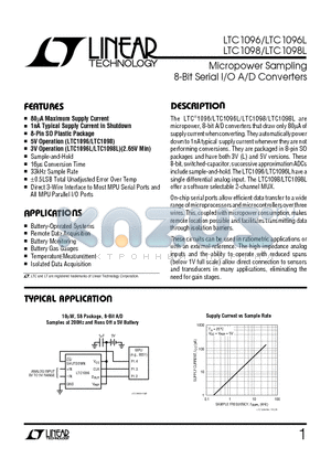 LTC1096LI datasheet - Micropower Sampling 8-Bit Serial I/O A/D Converters