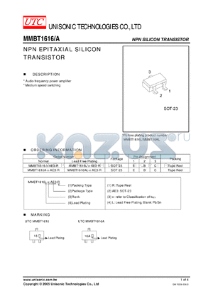 MMBT1616-L-AE3-R datasheet - NPN EPITAXIAL SILICON TRANSISTOR