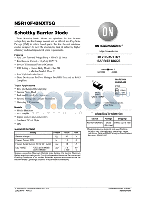 NSR10F40NXT5G datasheet - Schottky Barrier Diode