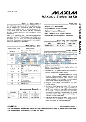 MAX2673EVKIT datasheet - Evaluation Kit