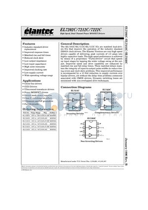 EL7202C datasheet - High Speed, Dual Channel Power MOSFET Drivers