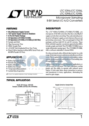 LTC1098L datasheet - Micropower Sampling 8-Bit Serial I/O A/D Converters