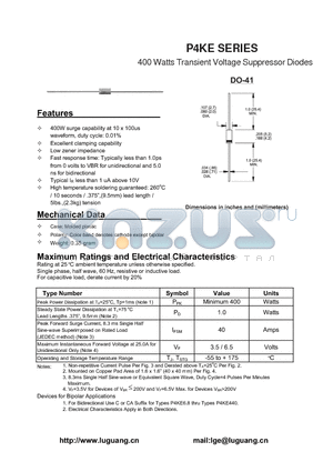 P4KE440 datasheet - 400 Watts Transient Voltage Suppressor Diodes