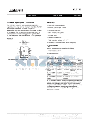 EL7182_06 datasheet - 2-Phase, High Speed CCD Driver
