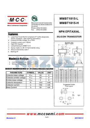 MMBT1815-H datasheet - NPN EPITAXIAL SILICON TRANSISTOR