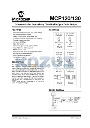 MCP120-315HI datasheet - Microcontroller Supervisory Circuit with Open Drain Output
