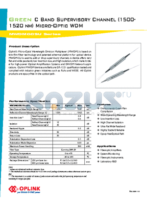 MWDMGCSU000112 datasheet - C Band Supervisory Channel Micro-Optic WDM