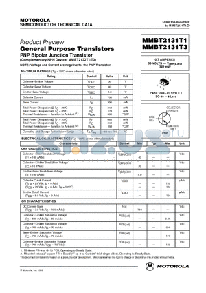 MMBT2131T1 datasheet - General Purpose Transistors