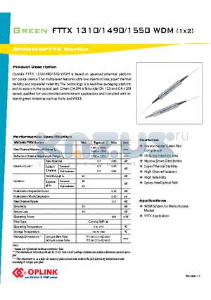 MWDMGFTTXS0111 datasheet - FTTX 1310/1490/1550 WDM