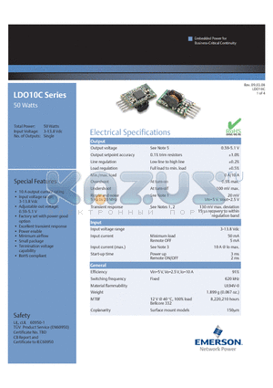 LDO10C datasheet - 10 A output current rating