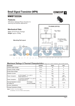 MMBT2222A datasheet - Small Signal Transistor (NPN)