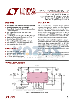 LTC1142 datasheet - Dual High Efficiency Synchronous Step-Down Switching Regulators