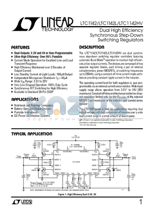 LTC1142LCG-ADJ datasheet - Dual High Efficiency Synchronous Step-Down Switching Regulators