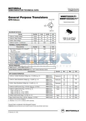 MMBT2222ALT1 datasheet - General Purpose Transistors