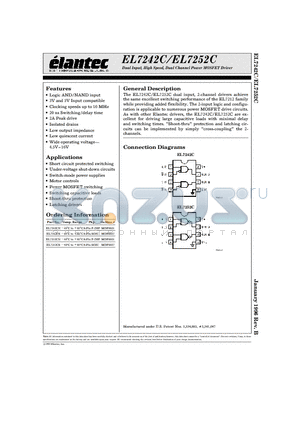 EL7252CS datasheet - Dual Input, High Speed, Dual Channel Power MOSFET Driver