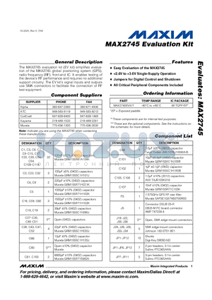 MAX2745EVKIT datasheet - Evaluation Kit