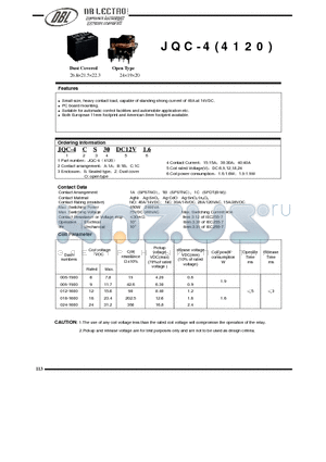 JQC-4120BZ30DC6V1.6 datasheet - Small size, heavy contact load, capable of standing strong current of 40A at 14VDC.