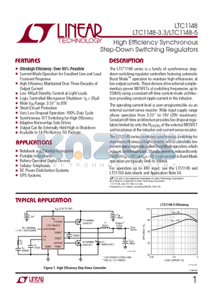 LTC1148CS-5 datasheet - High Efficiency Synchronous Step-Down Switching Regulators