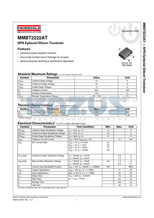 MMBT2222AT datasheet - NPN Epitaxial Silicon Transistor