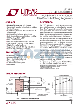 LTC1148LCS-3.3 datasheet - High Efficiency Synchronous Step-Down Switching Regulators