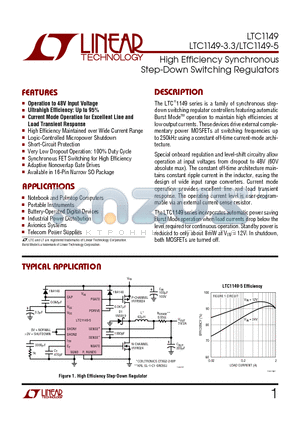 LTC1149CS-3.3 datasheet - High Efficiency Synchronous Step-Down Switching Regulators