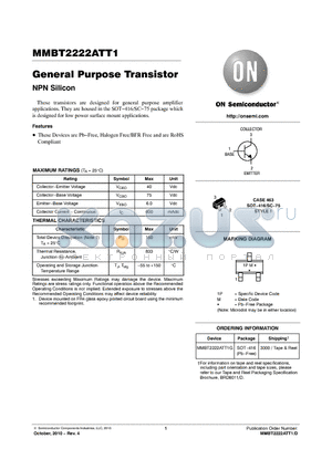 MMBT2222ATT1G datasheet - General Purpose Transistor