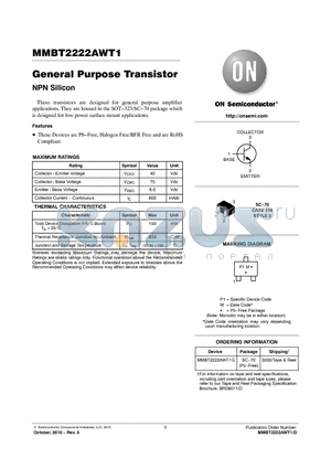 MMBT2222AWT1G datasheet - General Purpose Transistor