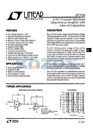 LTC1150CS8 datasheet - -15V Chopper Stabilized Operational Amplifier with Internal Capacitors