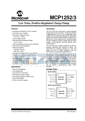 MCP1252_13 datasheet - Low Noise, Positive-Regulated Charge Pump