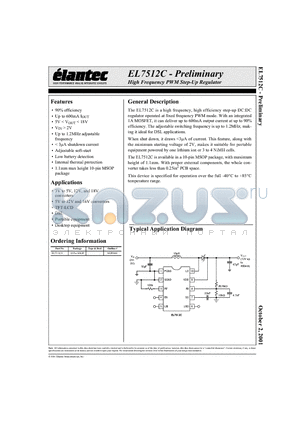 EL7512C datasheet - High Frequency PWM Step-Up Regulator