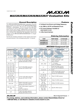 MAX2825 datasheet - MAX2825/MAX2826/MAX2827 Evaluation Kits