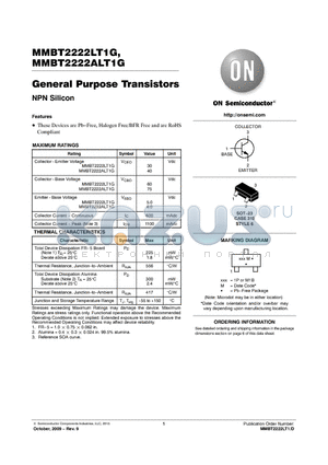 MMBT2222LT1G datasheet - General Purpose Transistors