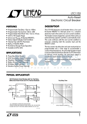 LTC1153CS8 datasheet - Auto-Reset Electronic Circuit Breaker