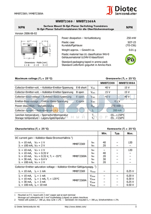 MMBT2369 datasheet - Surface Mount Si-Epi-Planar Switching Transistors