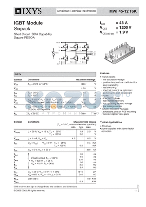 MWI45-12T6K datasheet - IGBT Module Sixpack
