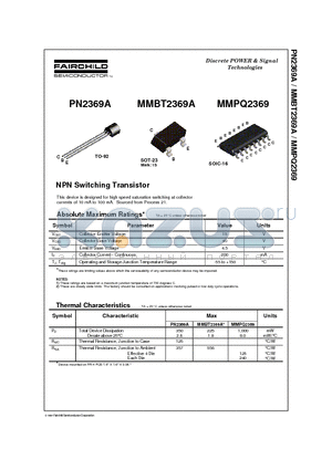 MMBT2369A datasheet - NPN Switching Transistor