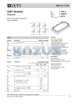 MWI75-12A8 datasheet - IGBT Modules