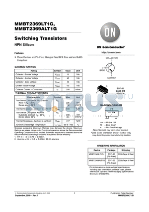 MMBT2369ALT1G datasheet - Switching Transistors