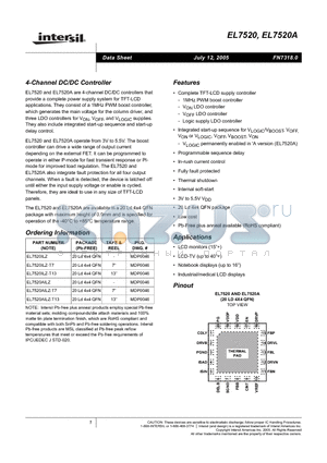EL7520 datasheet - 4-Channel DC/DC Controller