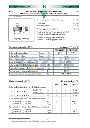 MMBT2907A datasheet - Surface mount Si-Epitaxial PlanarTransistors