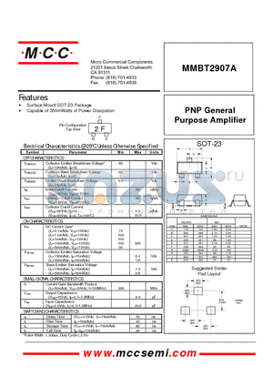 MMBT2907A datasheet - PNP General Purpose Amplifier