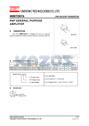 MMBT2907A-AE3-R datasheet - PNP GENERAL PURPOSE AMPLIFIER