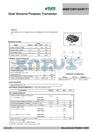 MMBT2907ADW1T1 datasheet - Dual General Purpose Transistor