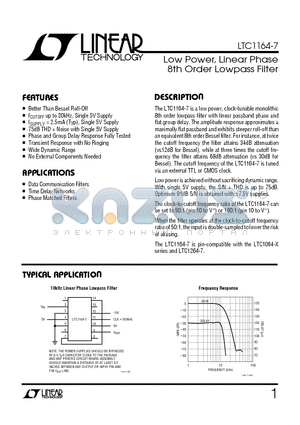 LTC1164-7C datasheet - Low Power, Linear Phase 8th Order Lowpass Filter